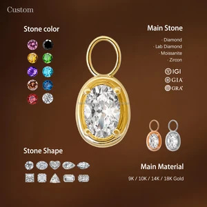 Custom 14K Real Gold Moissanite/Lab Diamond  Pendant with  Delicate Jewelry Findings & Components Gift