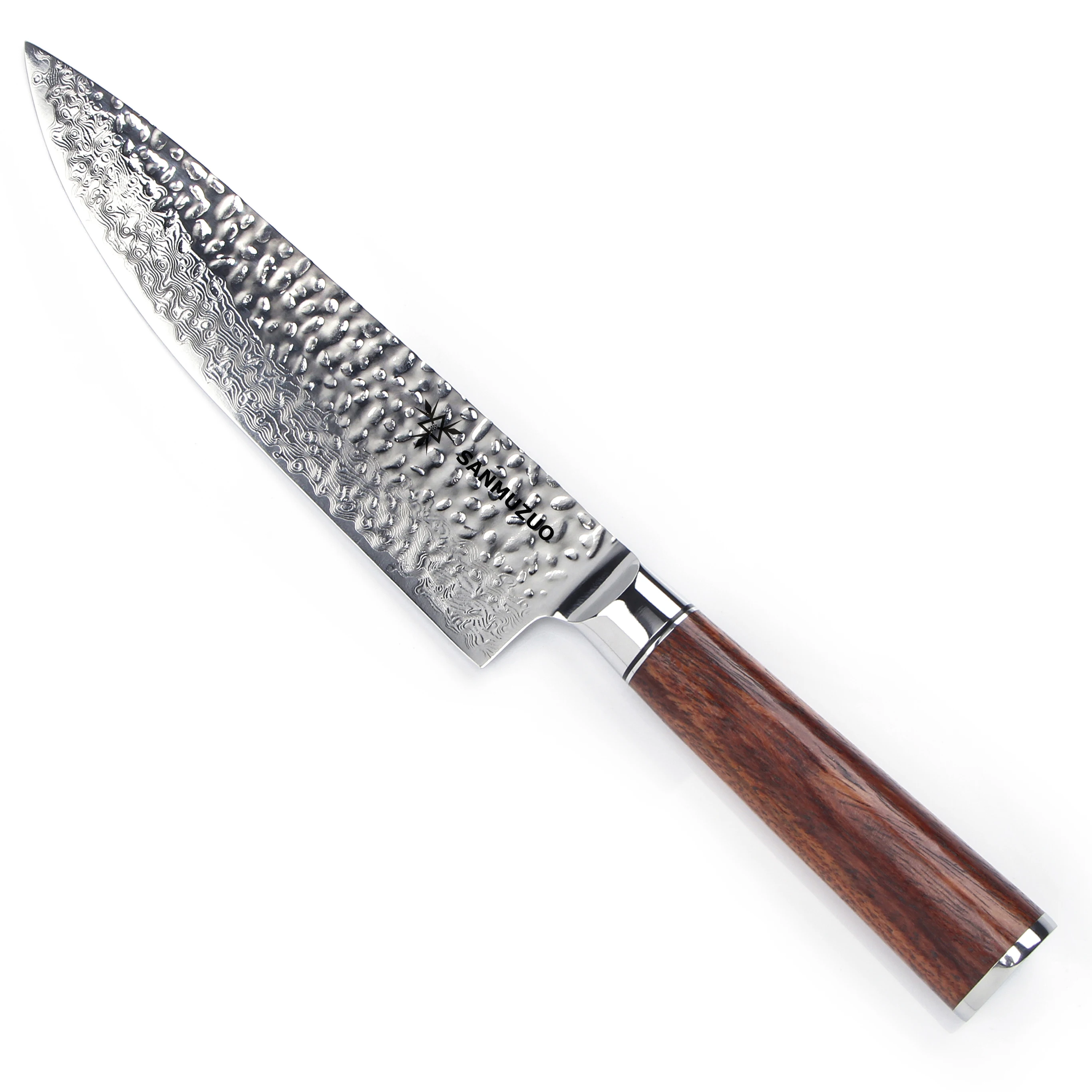 SANMUZUO 8 Chef Knife - Professional Kitchen Knife - Hammered Damascus  Steel & Resin Handle - YAO Series