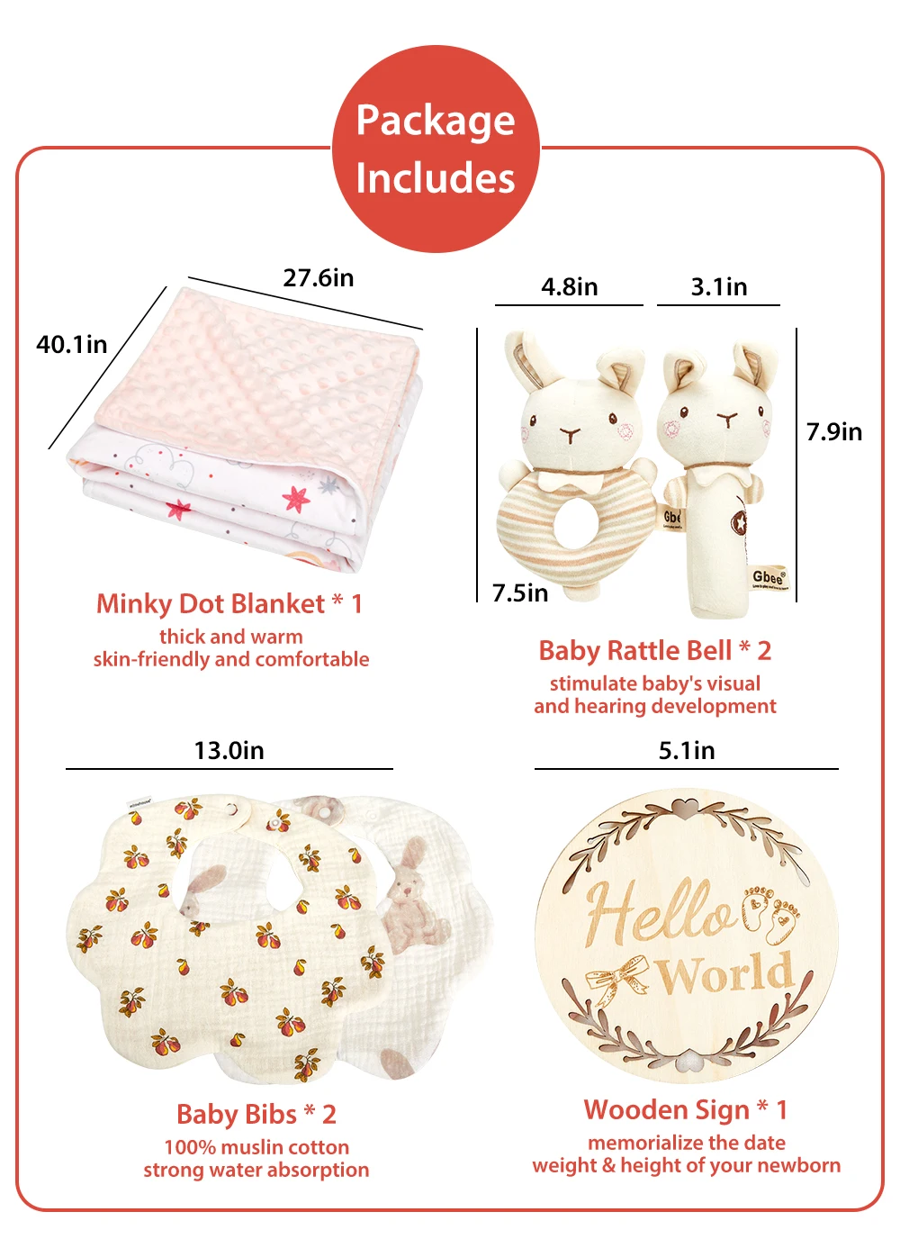 6pk Minky Dot Baby Blanket Baby Rattle Bells Newborn Swaddle Blanket