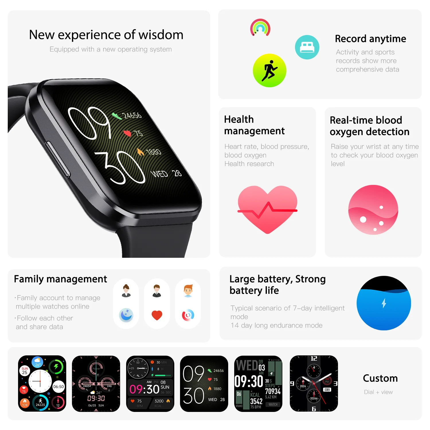 SPORT WATCH ANDROID SMART WATCH Heart Rate Monitoring Wearable Devices Smart Bracelets for Men Women Wrist Band