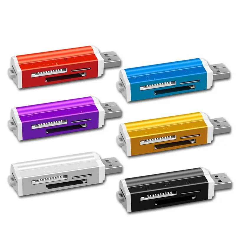 Алюминиевый сплав металлический все в одном Внешний USB кардридер считыватель карт памяти с несколькими