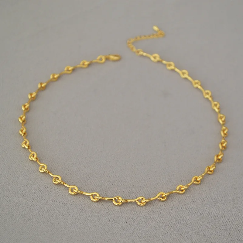 Pvd Brass Ring Lock Linked Necklace 
