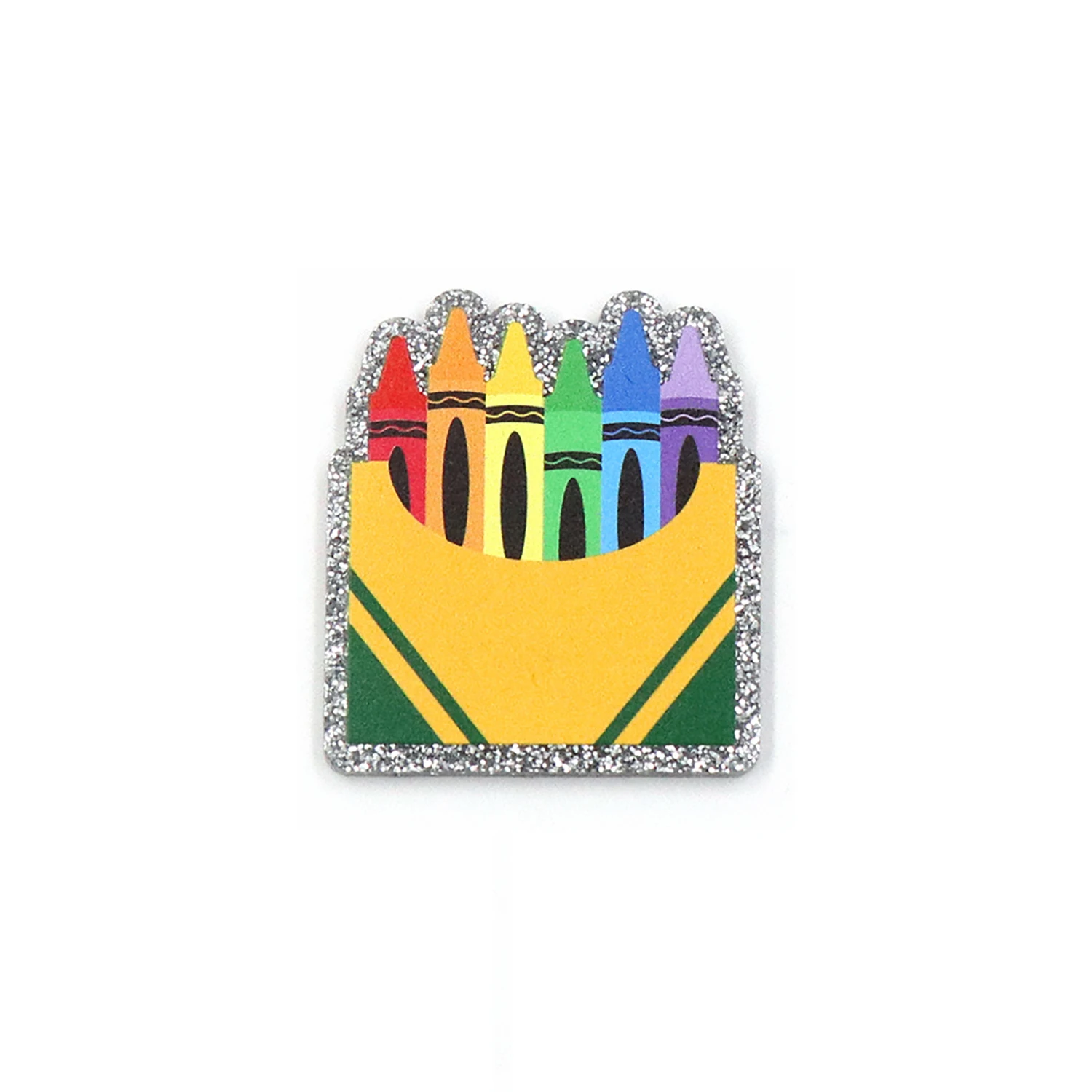 ZSHPR1417 Set of 4 Acrylic Badges Holder Accessories Rainbow Flower Apple Teacher Crayon Design Back to School for Token Use