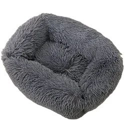 Design Comfy faux fur pet bed cat round luxury donut puppy plush small dog bed