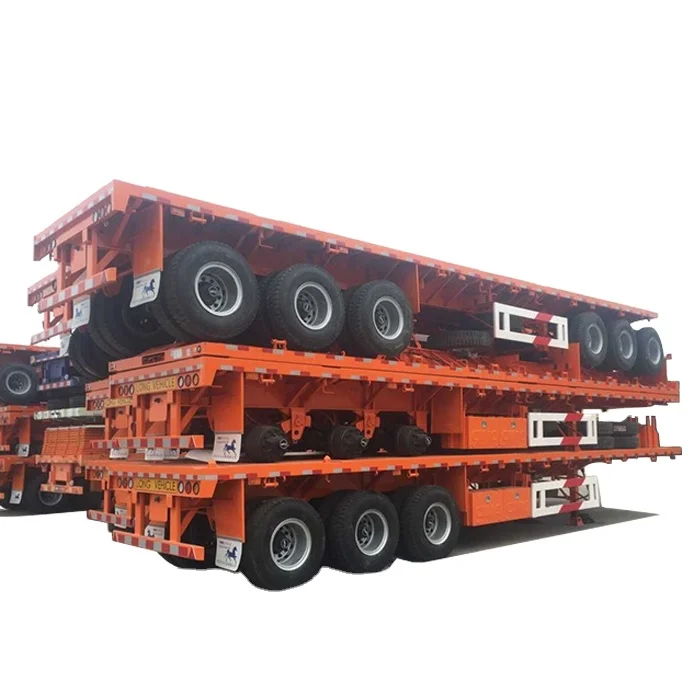 Vehicle Master 2 Axle 3 Axle 4 Axle 40 Ft 20 Ft Container Semi Trailer Flat Bed Flatbed Trailer for Sale