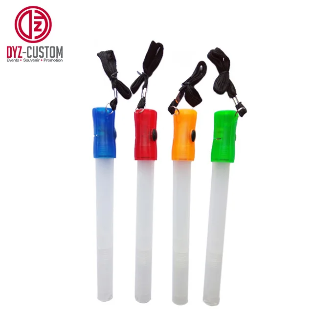 Reusable LED Stick Flashlight Glow Stick w Whistle and Lanyard