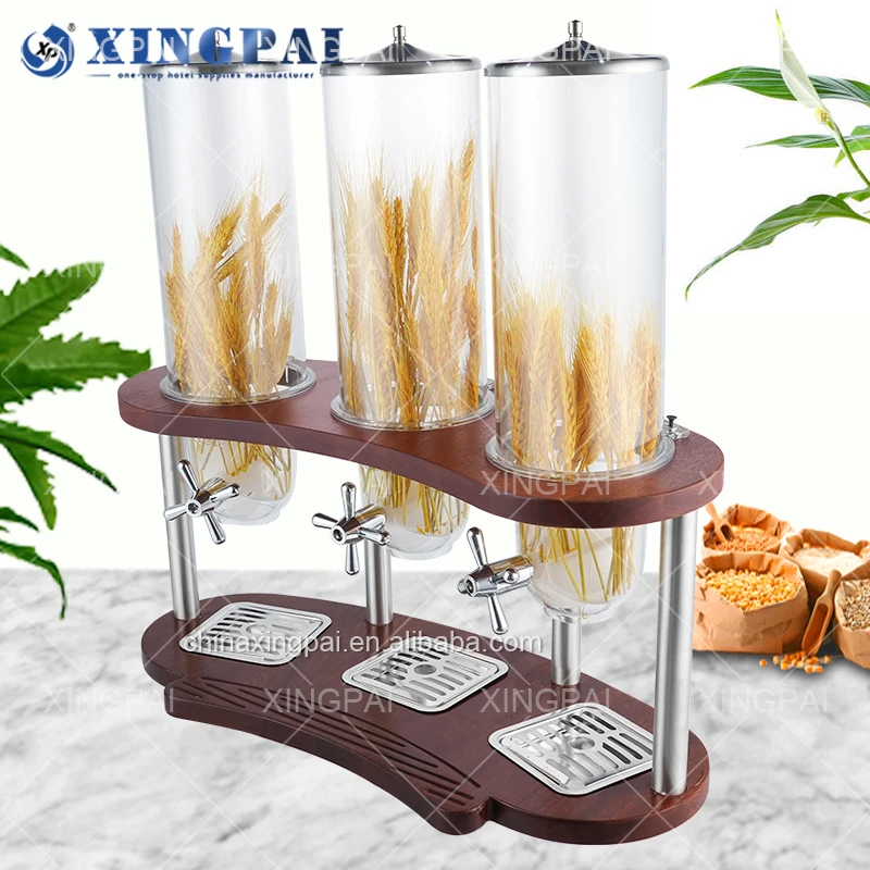XINGPAI Other Hotel & Restaurant Supplies Dry Food Dispenser Plastic Cereal Machine with Wood Base
