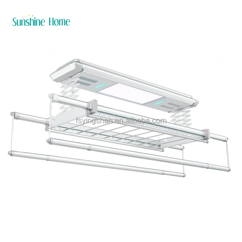 Electric Ceiling-Mounted Clothes Drying Rack with Fan Indoor/Outdoor Balcony Laundry Hanger for Towels & Clothing
