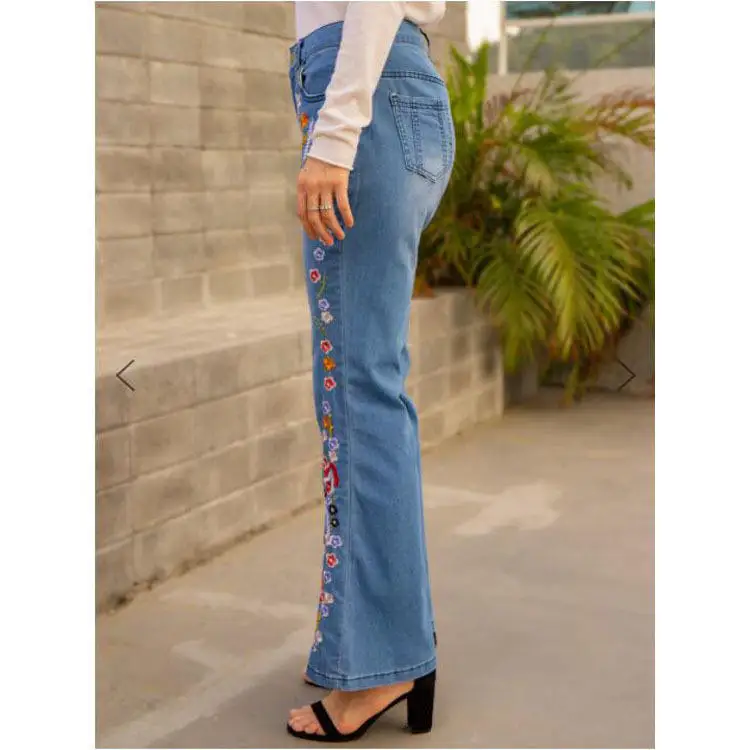 Wholesale Women Flared Jeans Ladies Wide Leg Denim Pants Women High Waist Bell Bottoms Jeans