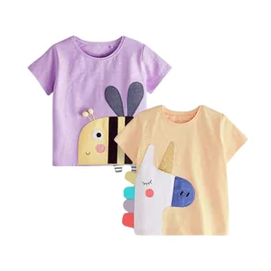 Customizable Fashion Design Customized Patch Round Neck Summer Shirt Casual 100% Cotton Girls T-Shirts