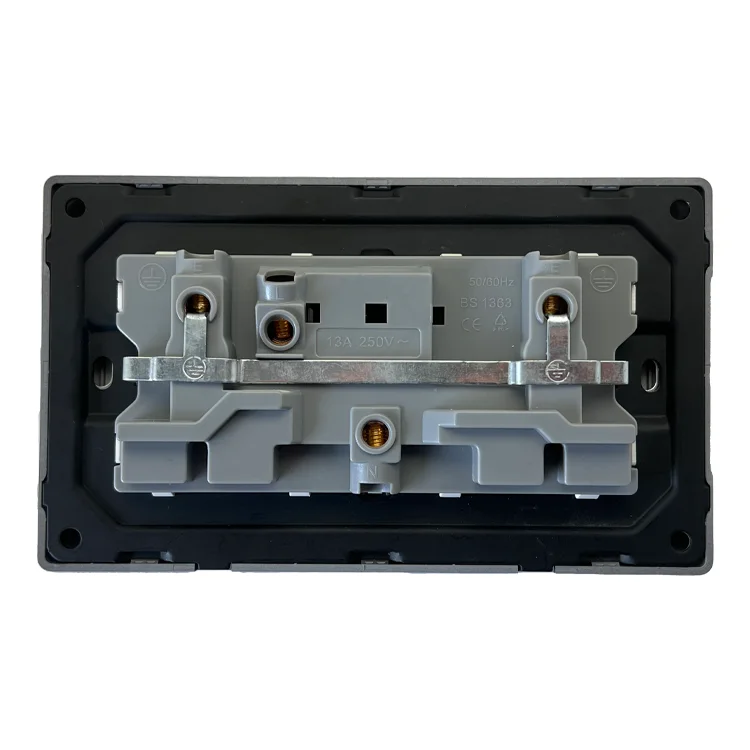 Matte Black Modern Universal Switches and Sockets PC Panel UK Standard Double Multi Function Electrical Kitchen Wall Sockets