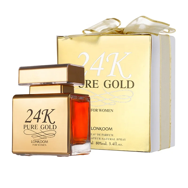 Lonkoom Sweet Fruity Fragrance 24k Pure Gold Women Perfumes Eau De Parfum With Perfume T Box 