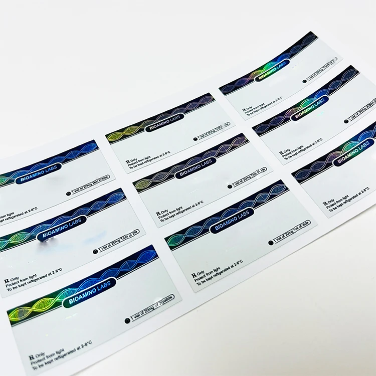 Holographic logo Print 3ml 2ml 10ml Pharmaceutical Peptide Bottle Vial Labels