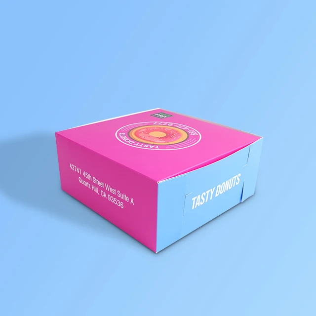 Wholesale Donuts Box with Buckle  Four Corners Custom Printed and Size Food Grade and Biodegradable  Art Paper with Your LOGO supplier