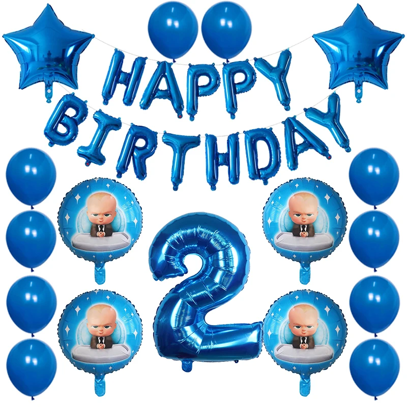 Cartoon Baby Boss Foil Number Balloons Happy Birthday Party Foil Helium ...