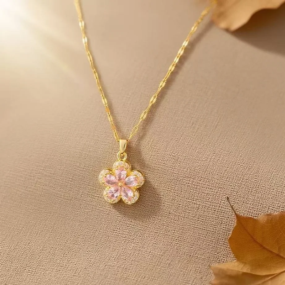 Haomi Crystal Five-leaf Flower Necklace