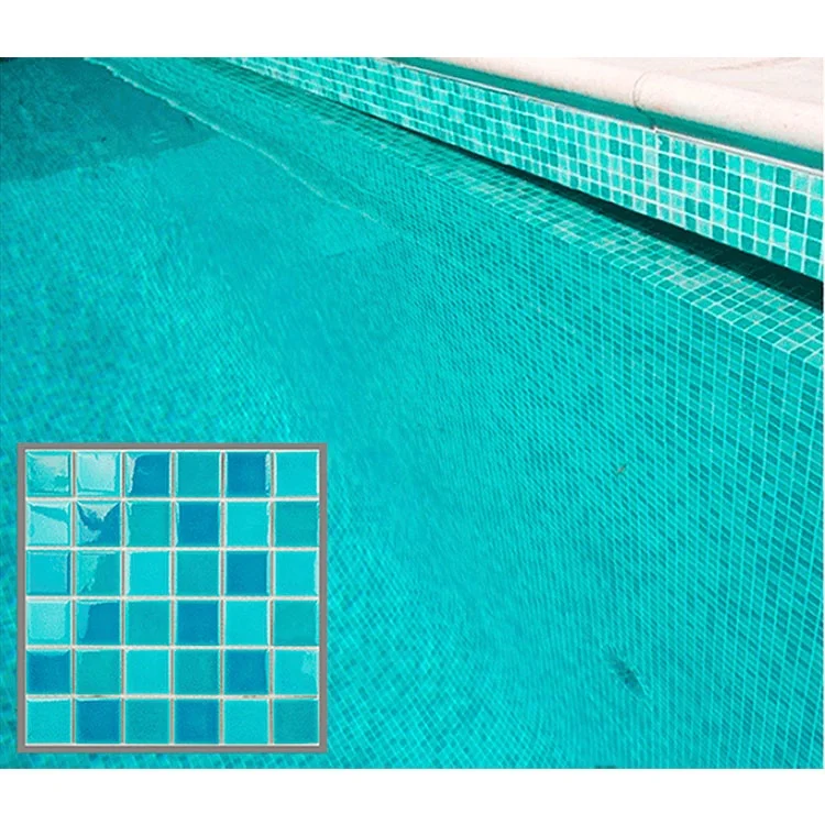 Wholesale Porcelain Ice Crackle Mosaic Tile 300x300 Glazed Aqua Blue Ceramic Mosaic Swimming Pool Tiles