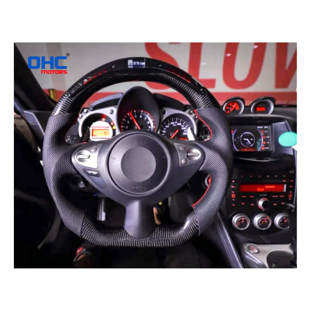 370Z Carbon Fiber LED Steering Wheel For Volante Nissan 370Z Sylphy Juke Exhaust Steering Wheels