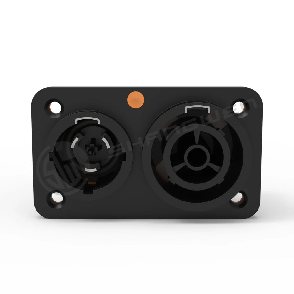 Ip65 Outdoor Power Female Chassis Connector Triple Core 2-in-1 Electrical Connection Lockable for Secure Wiring for Outdoor