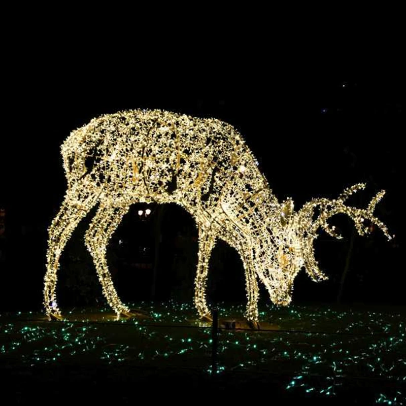 Factory Outdoor Large 3D Motif LED Lighted Animals Giant Christmas Reindeer for Landscape & Wedding Decoration Halloween Use