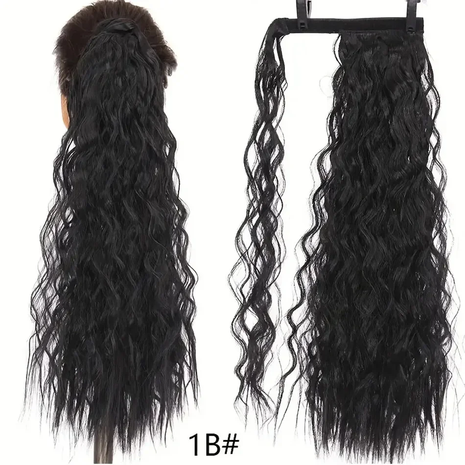 Water Wave Human Hair Paardenstaart voor Vrouwen met Magic Paste Wrap Around Peruaans Remy Haar_voghion.com
