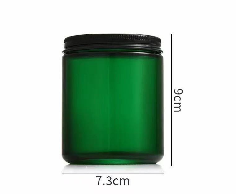 8 OZ Thick Amber Round Glass Jars with Black Metal Lids Empty Candle ...