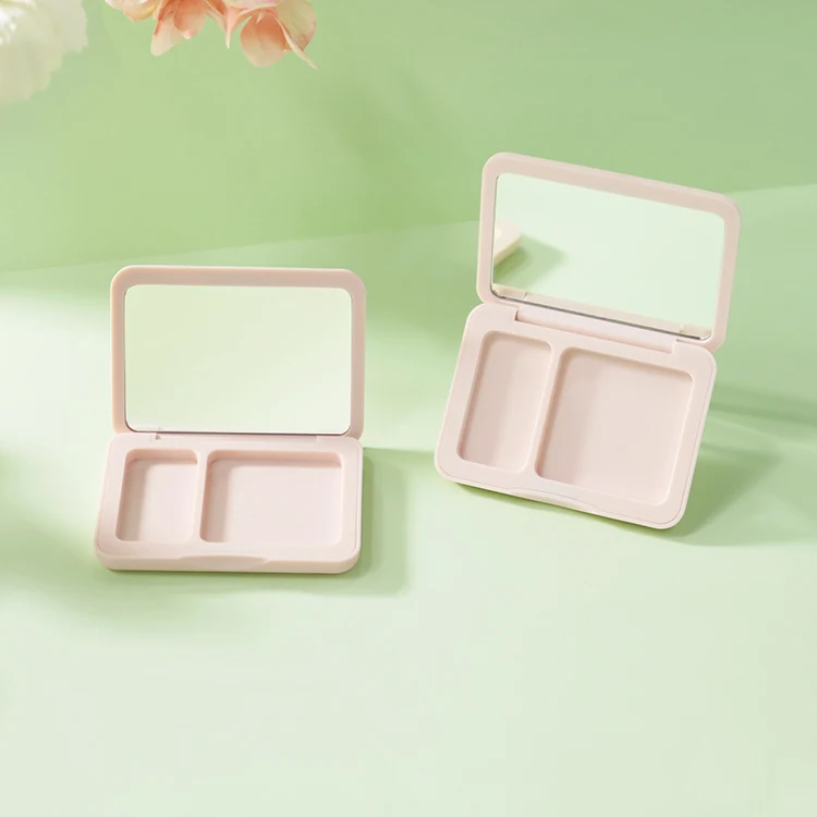 Rectangle pink 2 Color Eyeshadow Palette Empty Compact Powder Blush Packaging Cosmetic Packaging