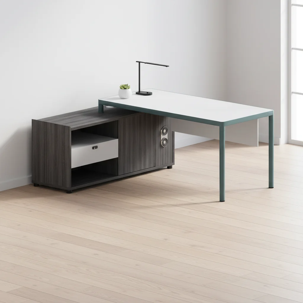Premium Modern Executive Standing Desk Built-in Computer Host Space Adjustable Components Storage Cabinets Office Office 4