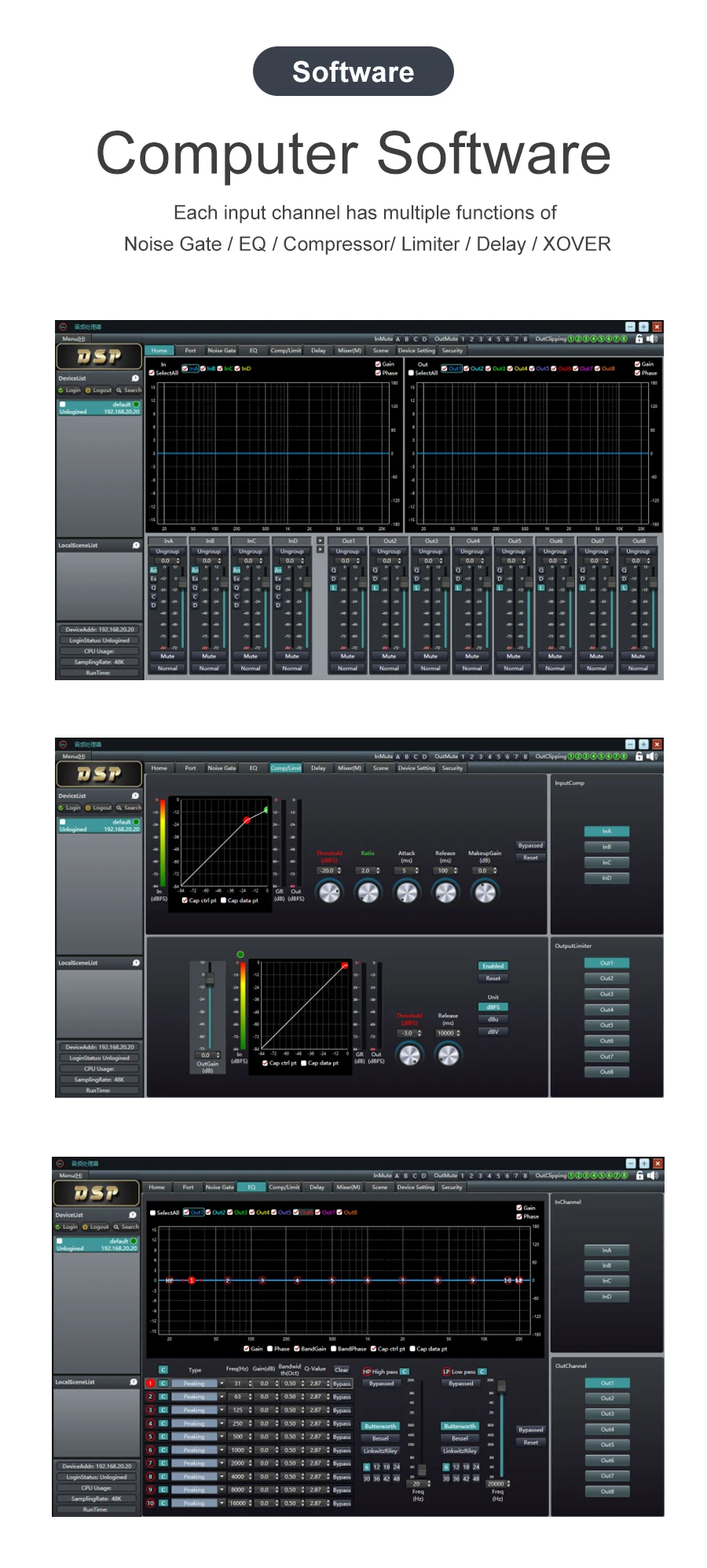 Profissional De Audio Dsp Digital Speaker Processor Loudspeaker Management System