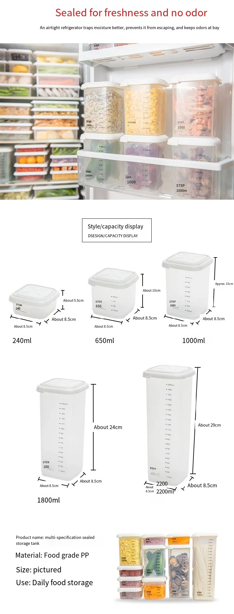 Square transparent sealed tank with scale food storage box Kitchen plastic grain storage tank storage tank factory