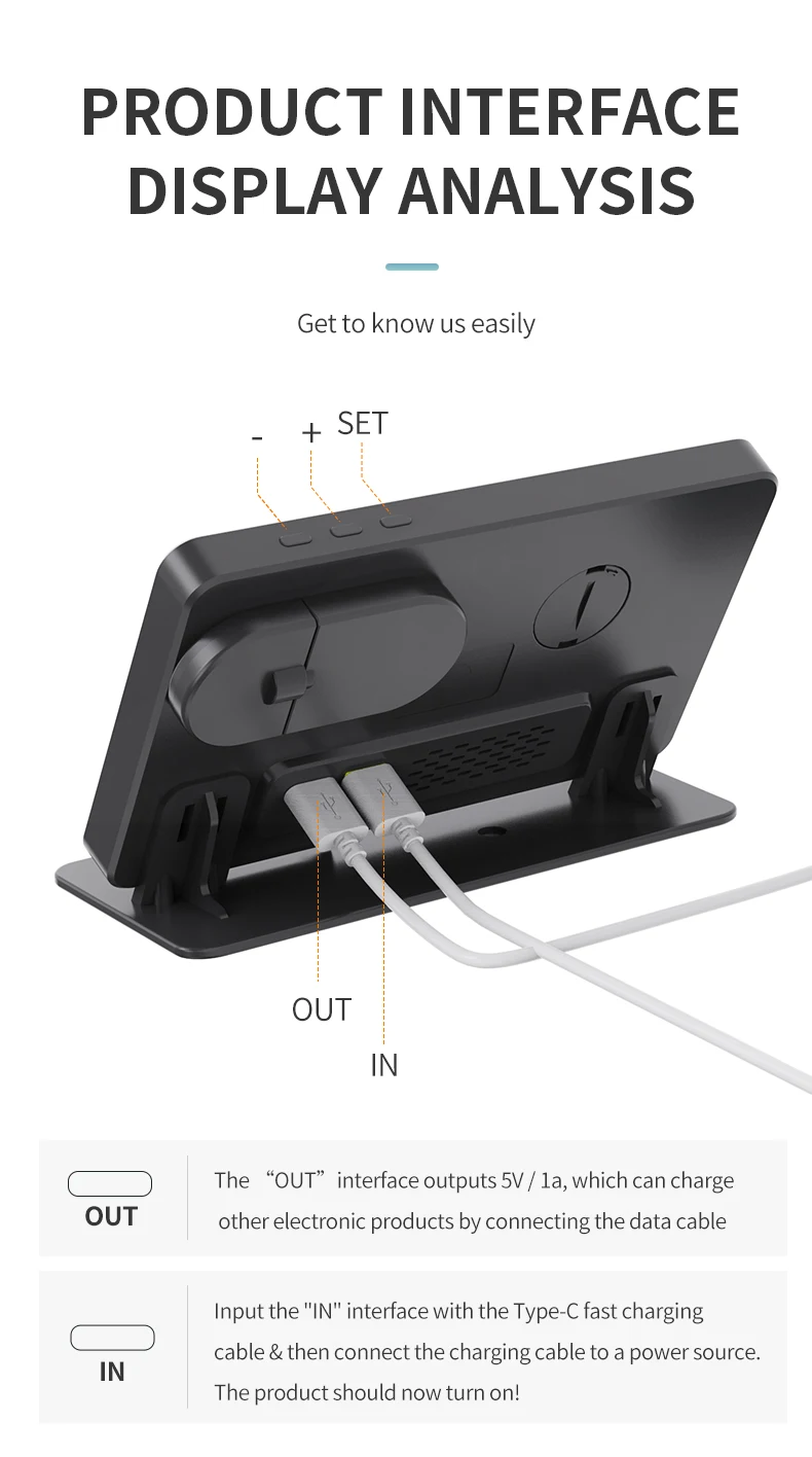 15W New Innovative Product Wireless Charger Clock LED Desktop Digital Alarm Clock Wireless Charger With Temperature