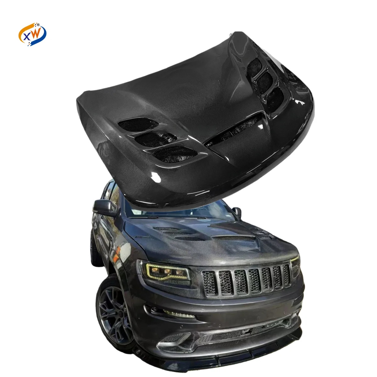 High-Quality New Carbon Fiber Hood For Jeep Grand Cherokee Featuring A Multi-Ventilated Design