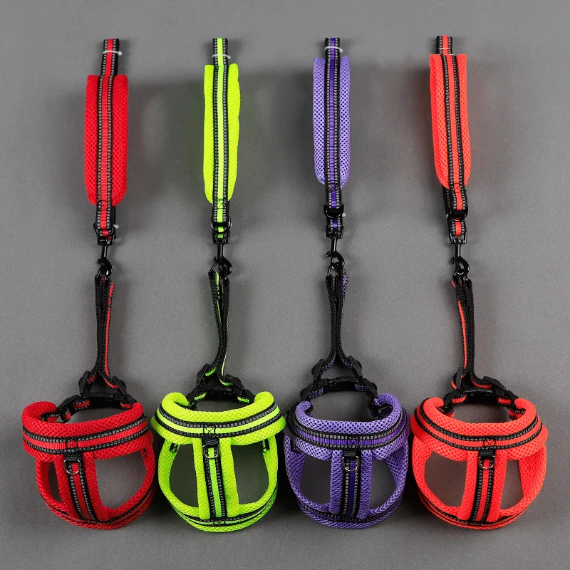 Wholesale Soft Color Sandwich Net Cloth Dog Chest Back Leash Adjustable Soft Padded Reflective Dog Pet Accessories