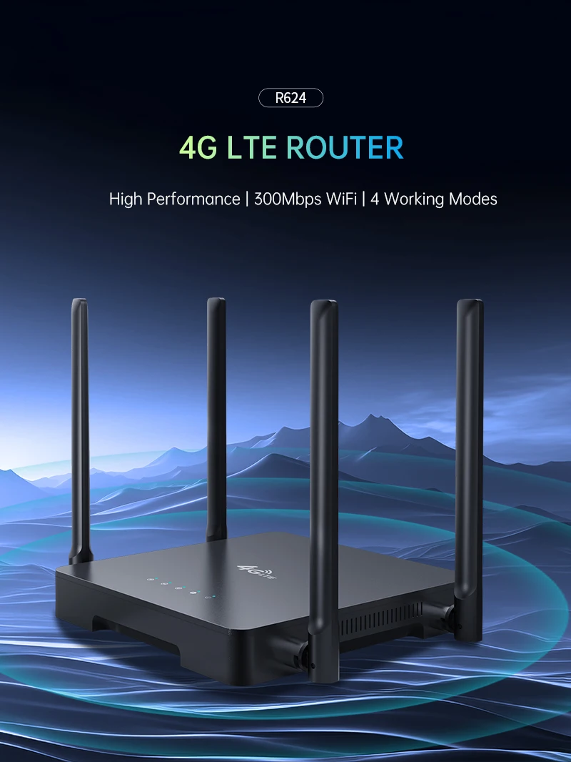 Plery R624 4G LTE CPE Router Modem with WPS Encryption 300 Mbps Data Network Switches 5G & 2.4G Wi-Fi Frequencies for Home Use
