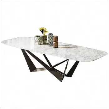 Italian Light Luxury Modern Vintage Rectangular Granite Marble Dining Table