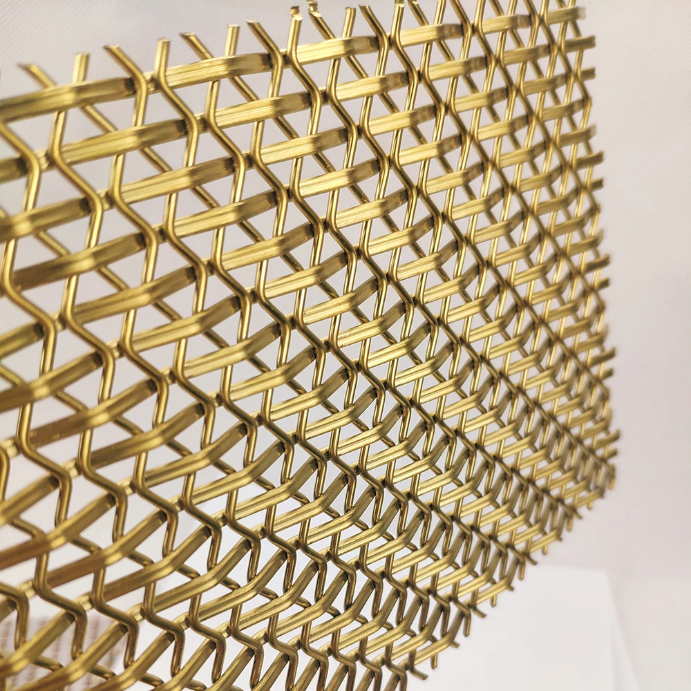 Brass Cabinet Architectural Wire Mesh , Woven Metal Mesh Screen