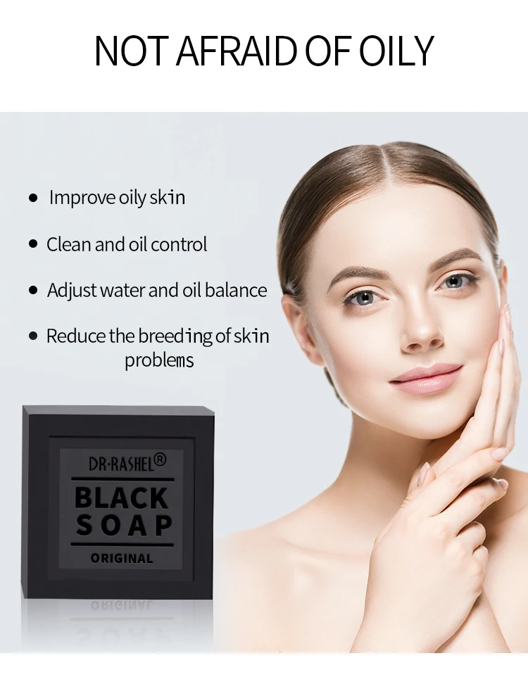 Dr.Rashel Deep Cleansing Charcoal Face Black Soap Oil Control Acne Tighten Pore Whitening Soap