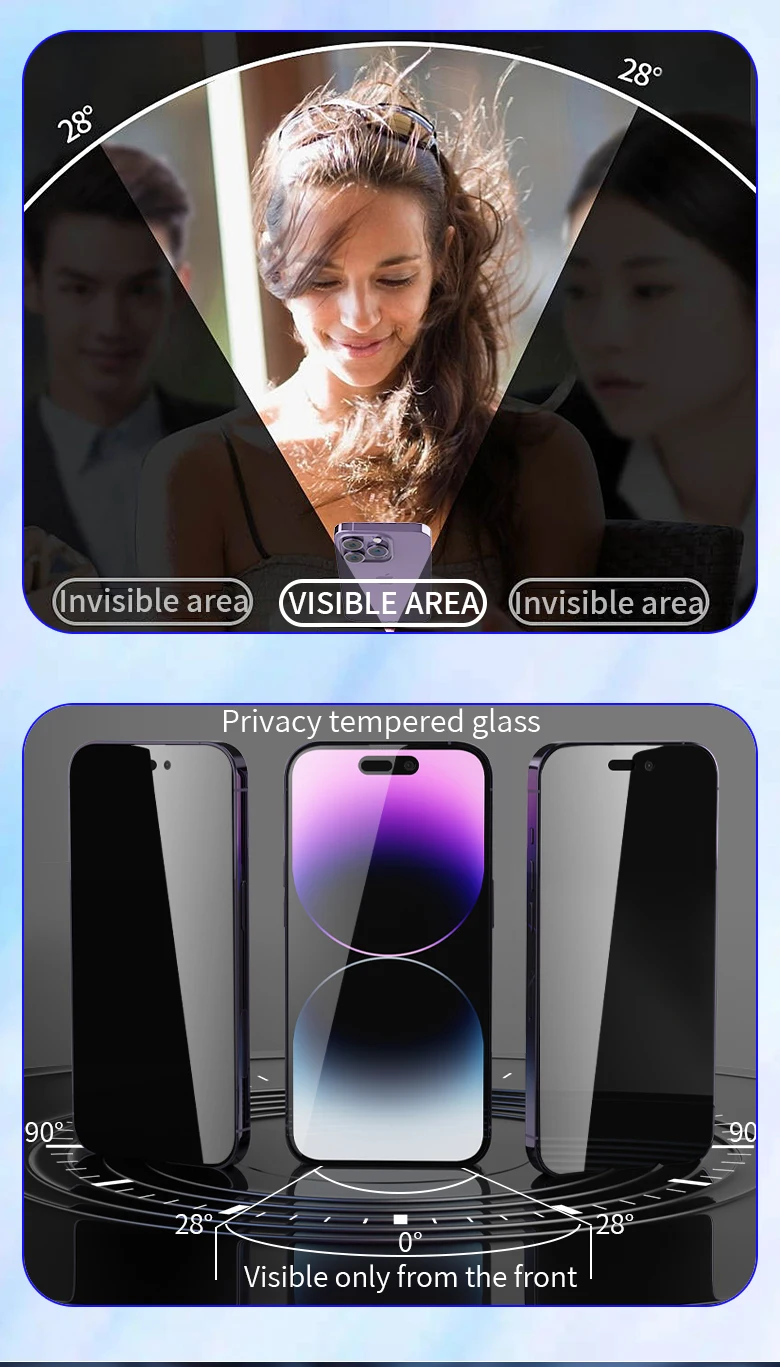 For iphone 13 14 Privacy anti-spy anti-peeping tempered glass privacy screen protector for iPhone 12 13 11 Pro Max
