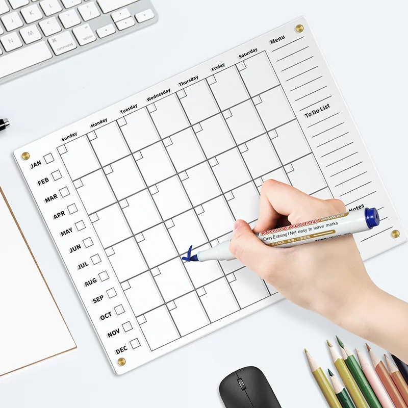 Custom Reusable Dry Erase Calendar Whiteboard Clear Calendar Planner