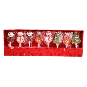 Customized Christmas Candy Lollipop Gift Box High-Looking Kidsren's Creative Cartoon Santa Claus Gummy Snacks Coated Fruity