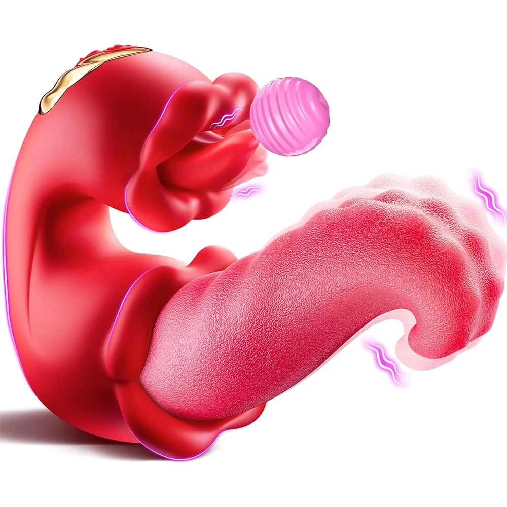 4 in 1 Tongue Thrusting Vibrators Dildo Rose Sex Toys Pleasure Tools Vibrator Adult Sex Toys for Female Couples Games