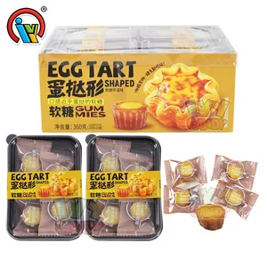 Creativity Crispy Egg Tarts Shape Sweet Soft Chewy Candy Caramel Egg-flavored Gummy Candy