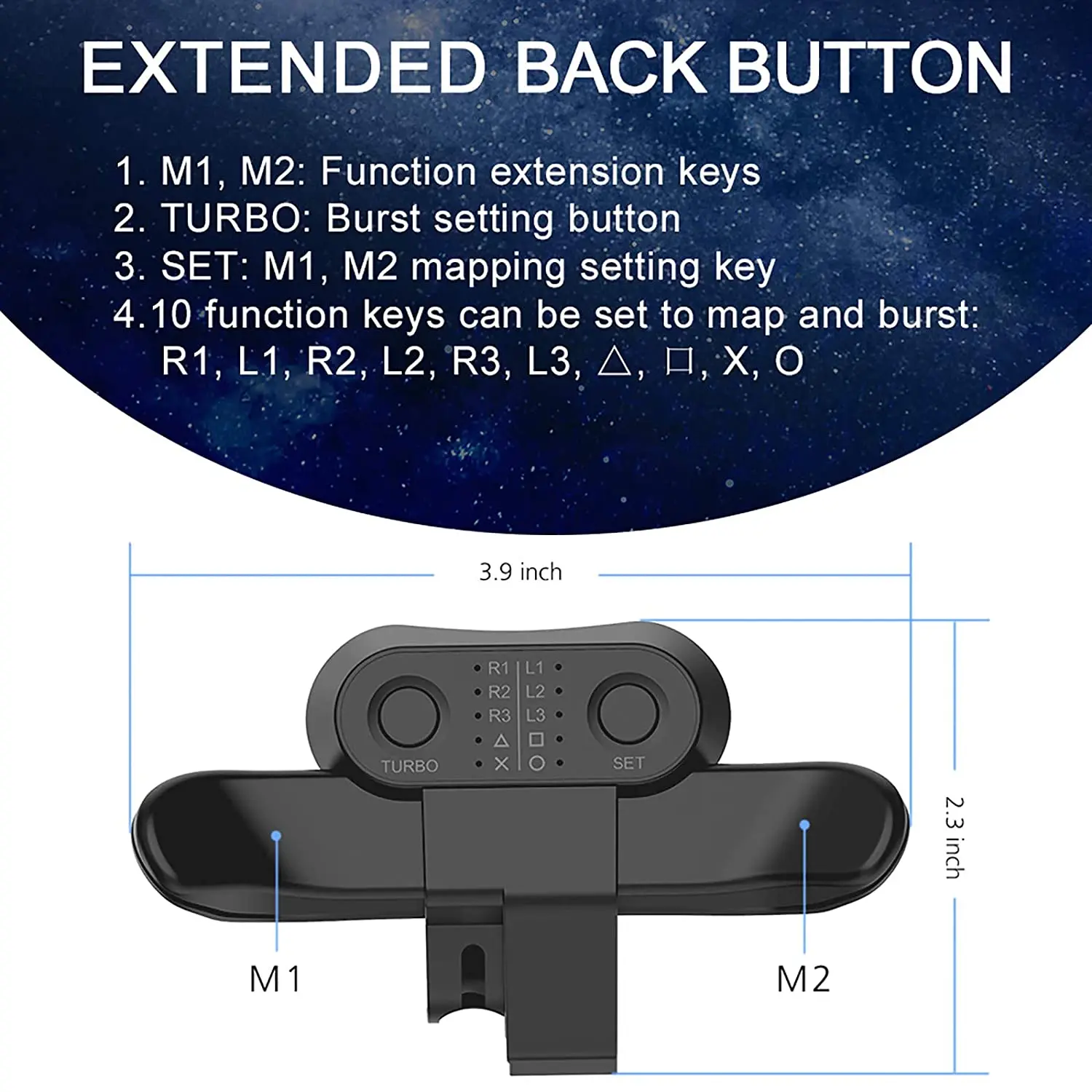 Back Button Attachment Handle Expansion Adapter for PS4/Slim/Pro Controller