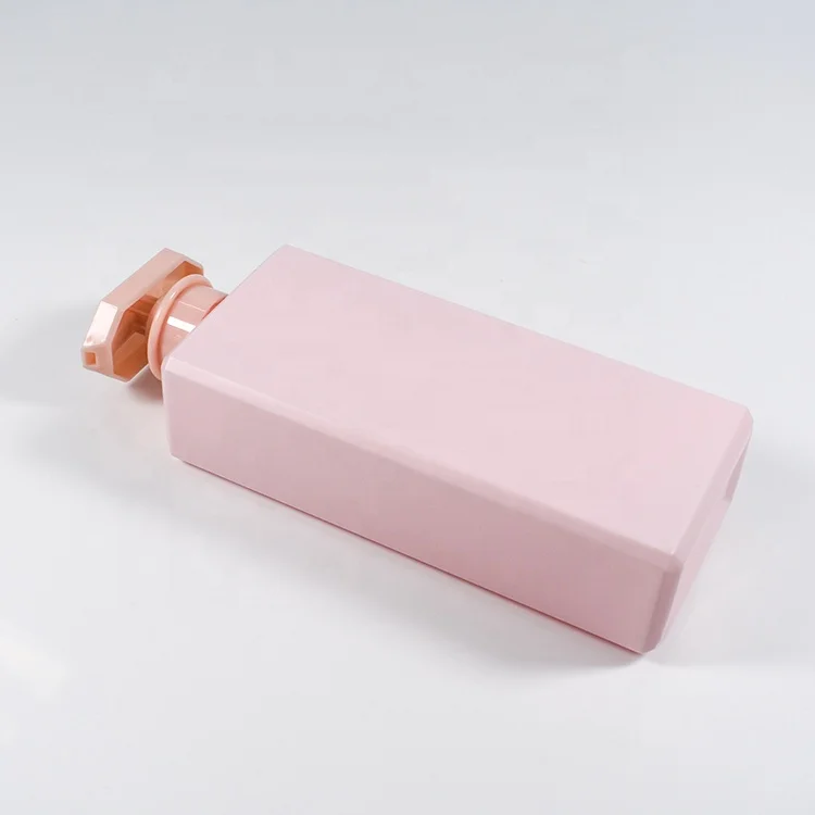 750ML 25OZ Luxury pink Color HDPE Bottle square Shape Shampoo Hair Conditioner Bottle with Pump