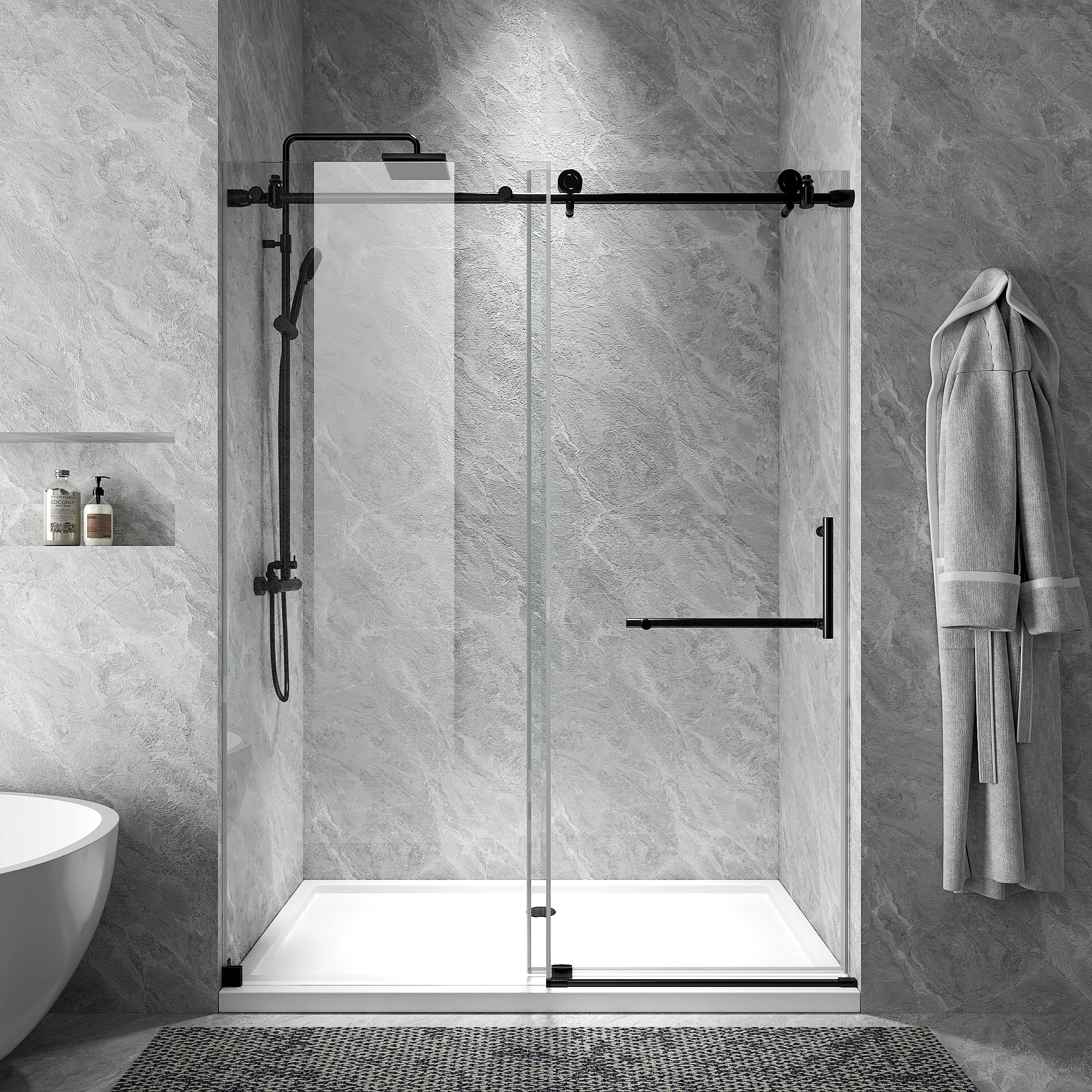 Exceed Tempered Glass Shower Glass Panel Screen Frameless Single