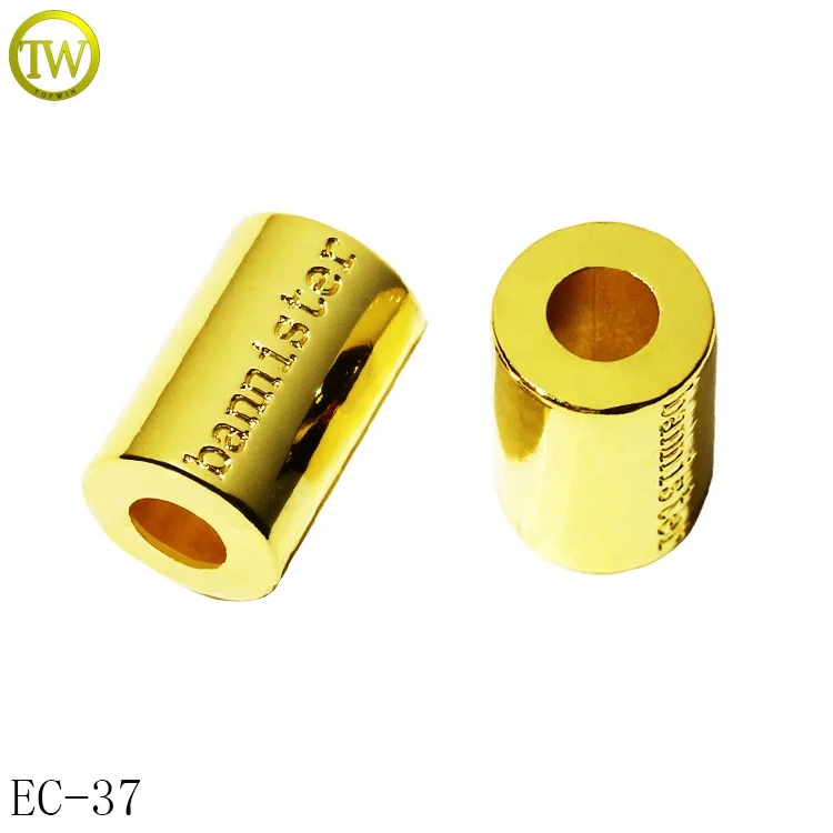 Fashion Designer Swimwear Drawstring Cord Ends Custom Engraving Name Gold String Stoppers for Bikini