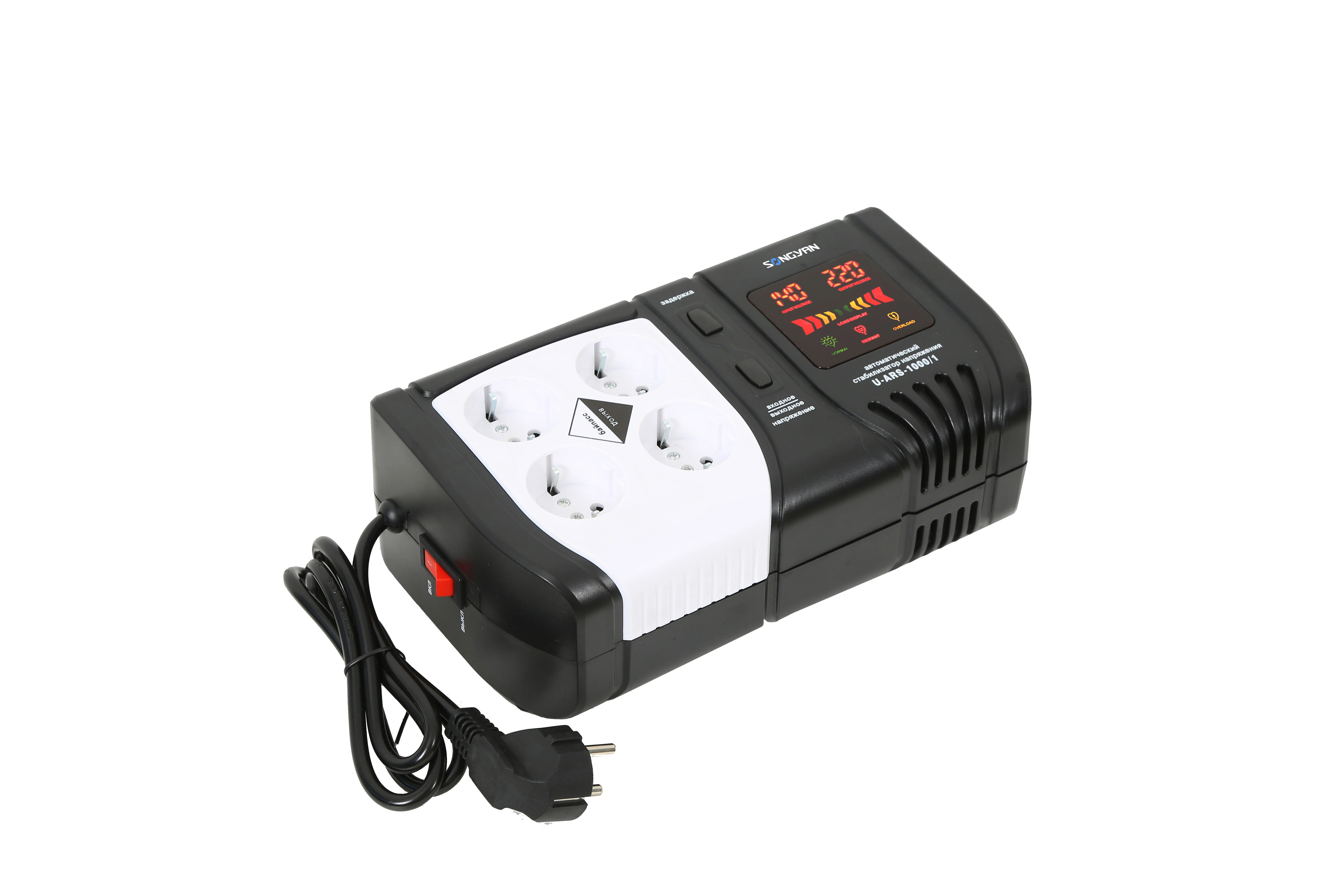 220V 50Hz Relay Socket Type Single Phase Voltage Stabilizer With 4 Plugs