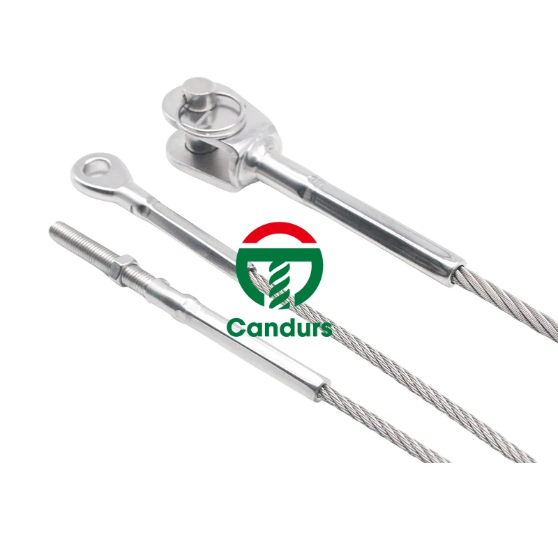 316 Cable Stainless Steel Wire Rope Assembly With Hook Fork Eye Stud