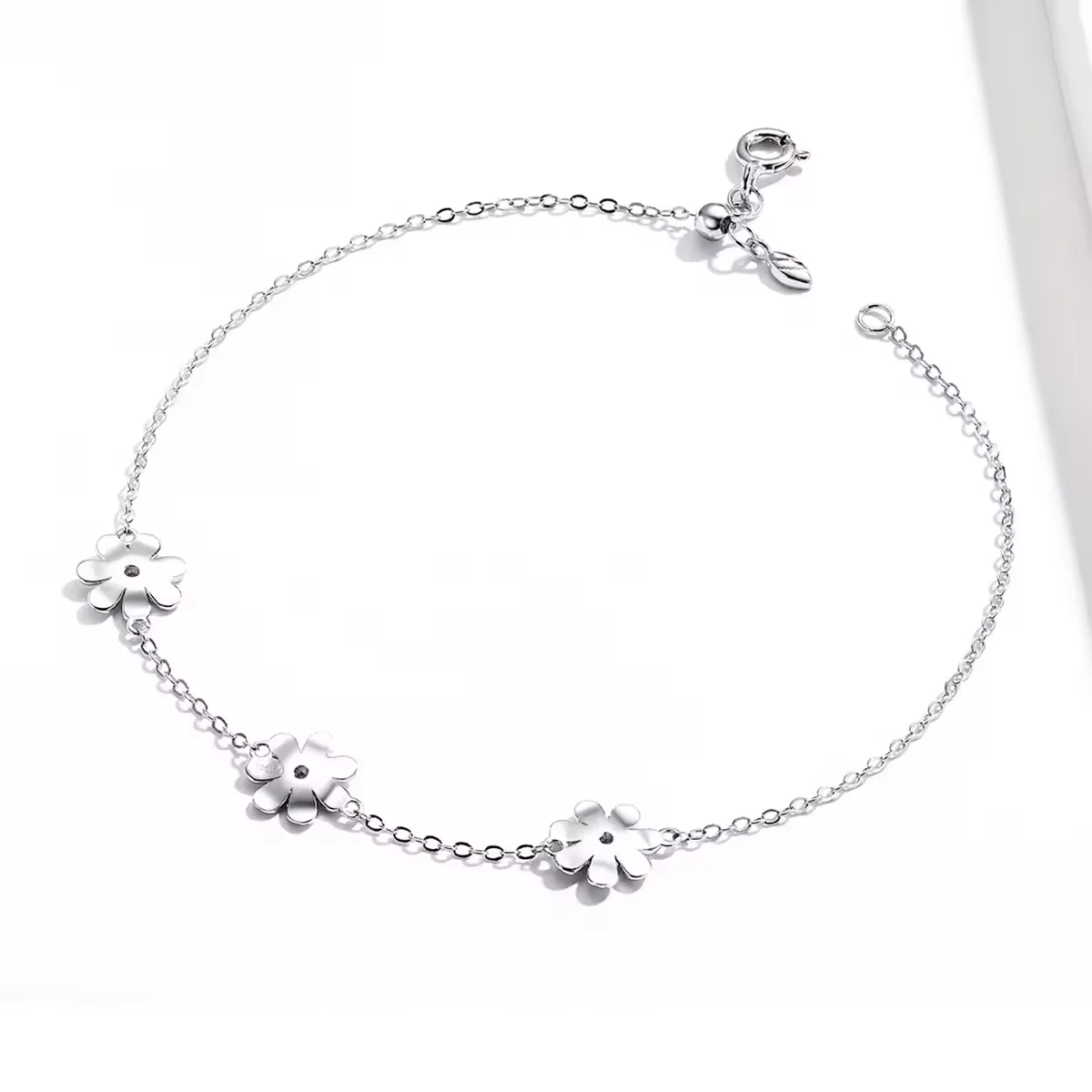 ブレスレット STONEHENgE silver daisy bracelet Daisy Flower Link Bracelet - Elegant 925 Sterling Silver