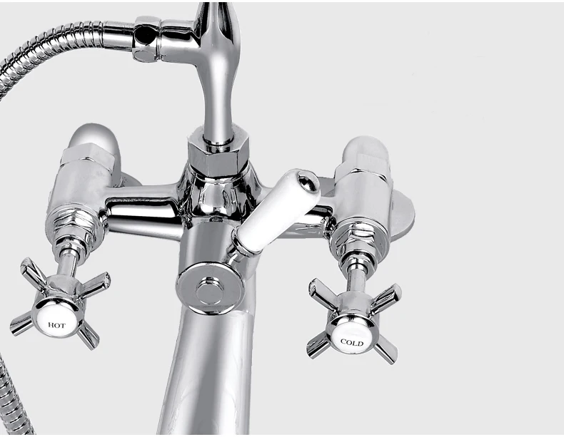 Classical Deck Mounted Bath Shower Mixer - Gold details